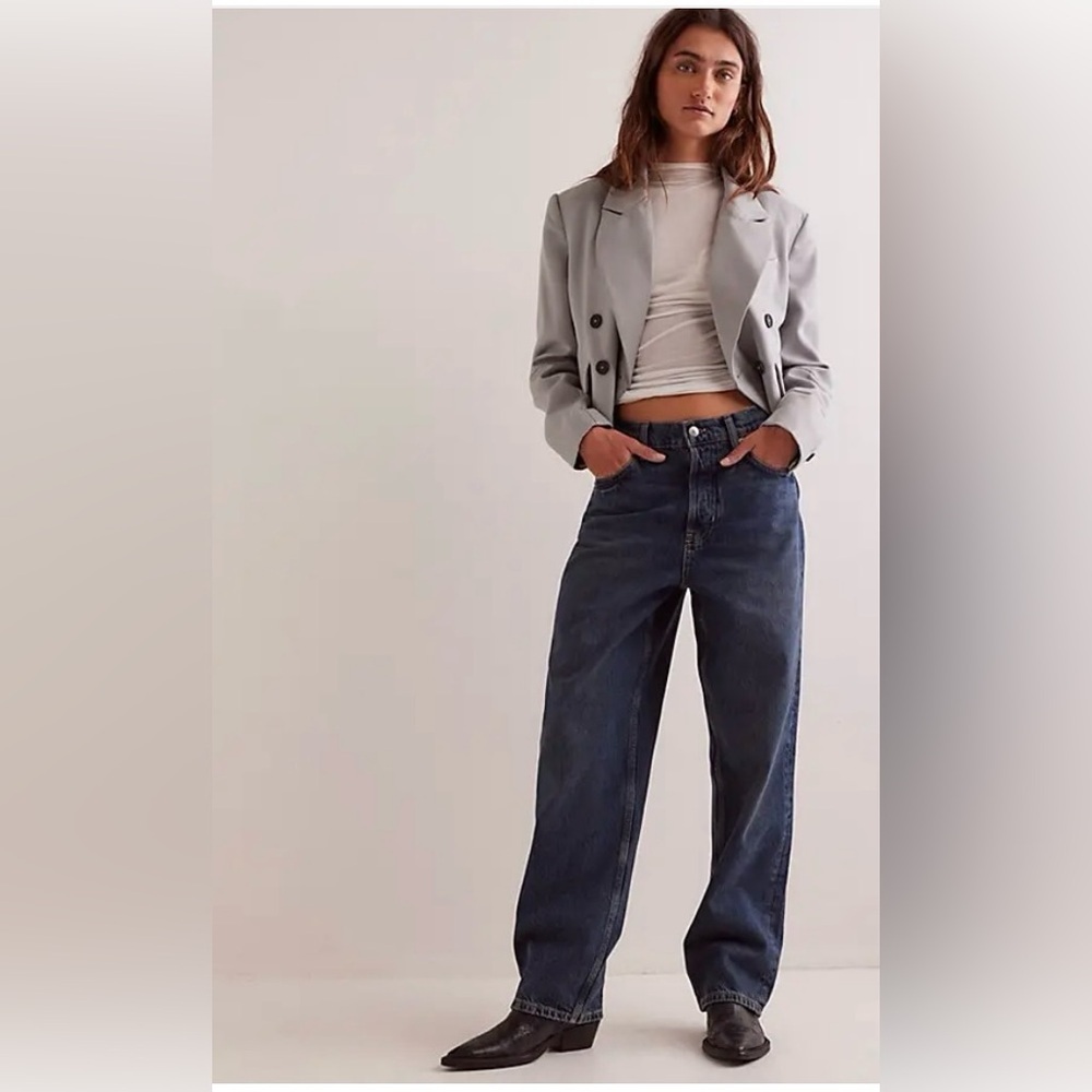 We The Free Cora Slouchy Jean Jackie Blue sz 26 OB2123235 button fly free people
